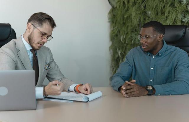 Man on a job interview.